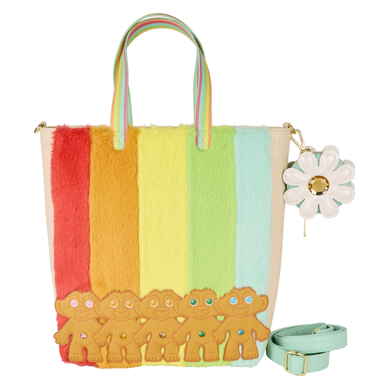 Classic Trolls Plush Glitter Tote Crossbody Bag with Coin Bag