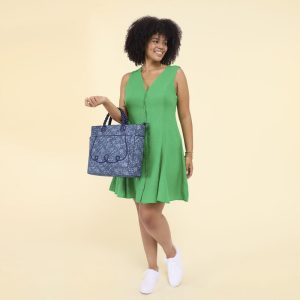 Loungefly Faux Denim Convertible Backpack & Tote Crossbody Bag