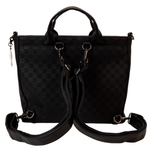 Mickey Mouse Checkered Texture Convertible Backpack & Tote Crossbody Bag