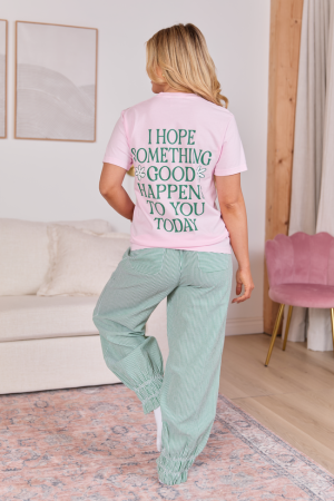Good Things Happen Light Pink Graphic Tee SALE