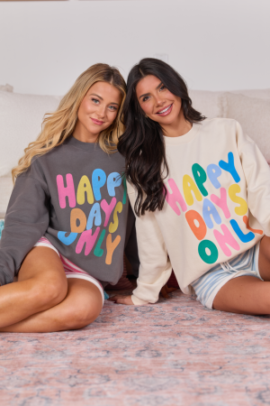 Happy Days Only Cream Graphic Sweatshirt SALE