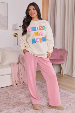 Doing My Best Cream Graphic Sweatshirt SALE