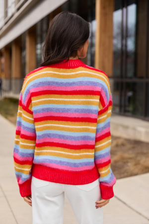 Jackie Bright Striped Crewneck Sweater